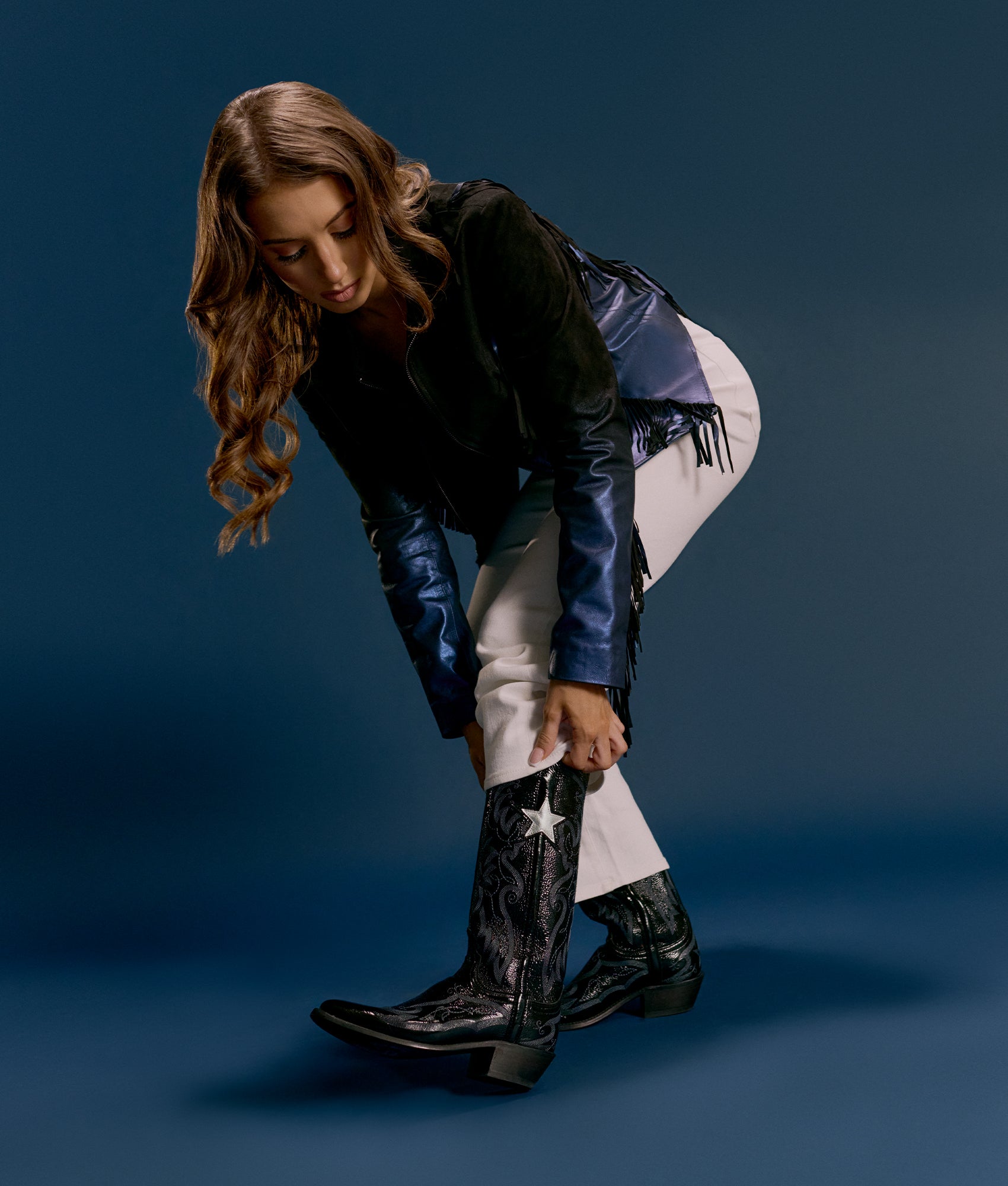 Nightfall Fringe Jacket :: Black/Blue - Image 9