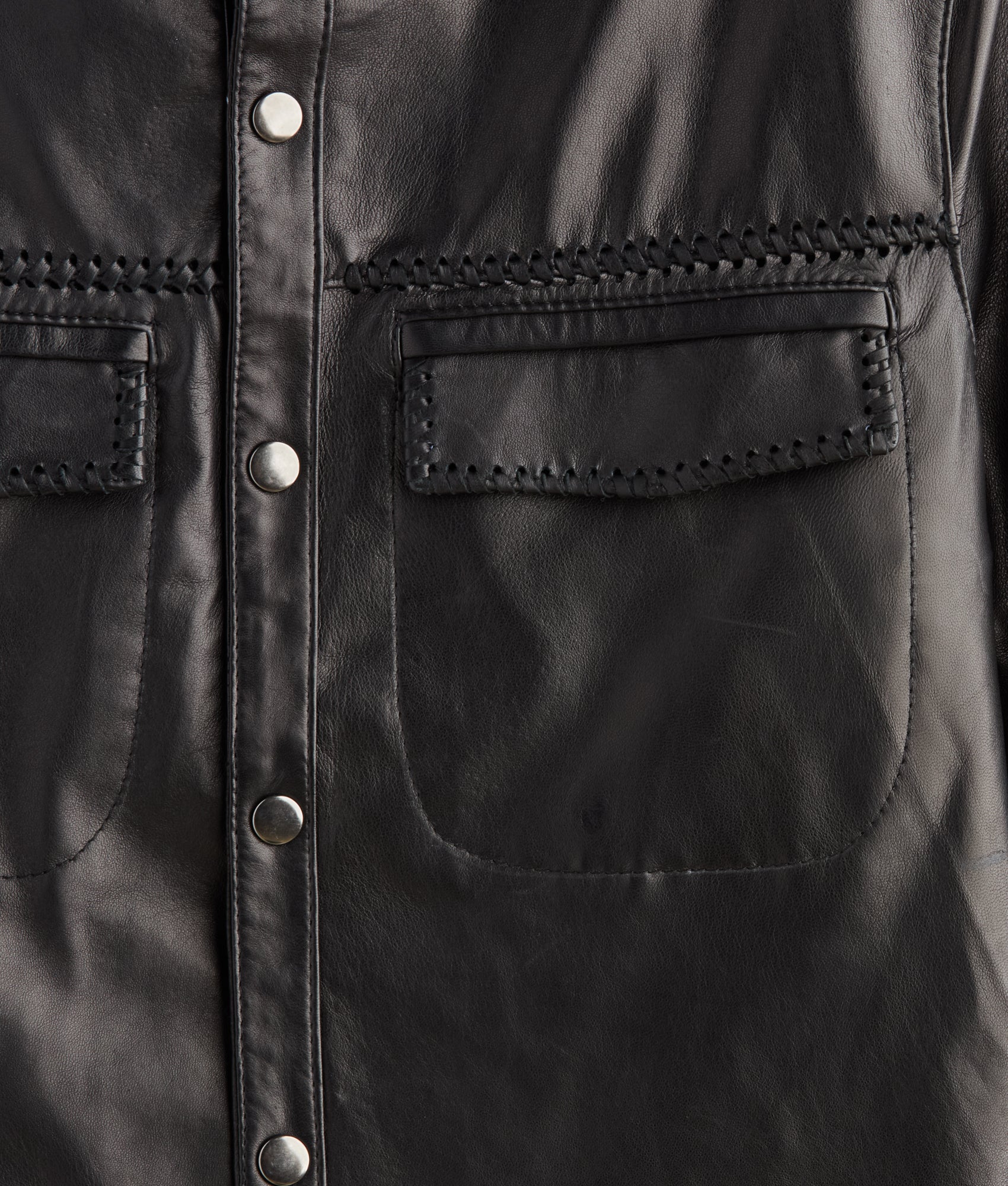 Clint Leather Shacket :: Black - Image 5