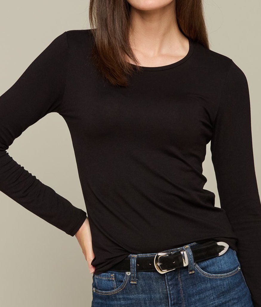 Long Sleeve Soft Touch Tee :: Black - Image 3
