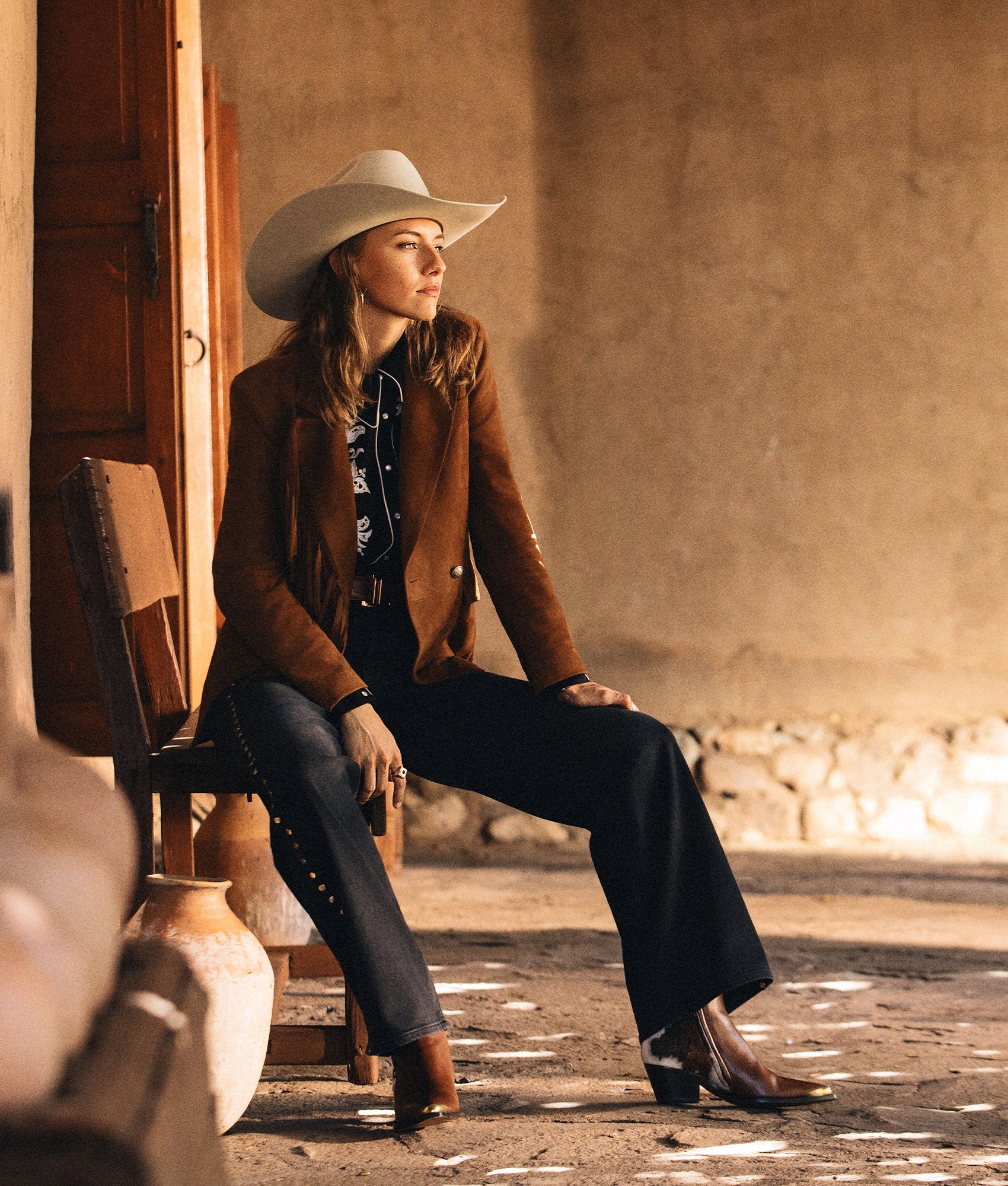 Valerie Suede Blazer :: Cognac - Image 6