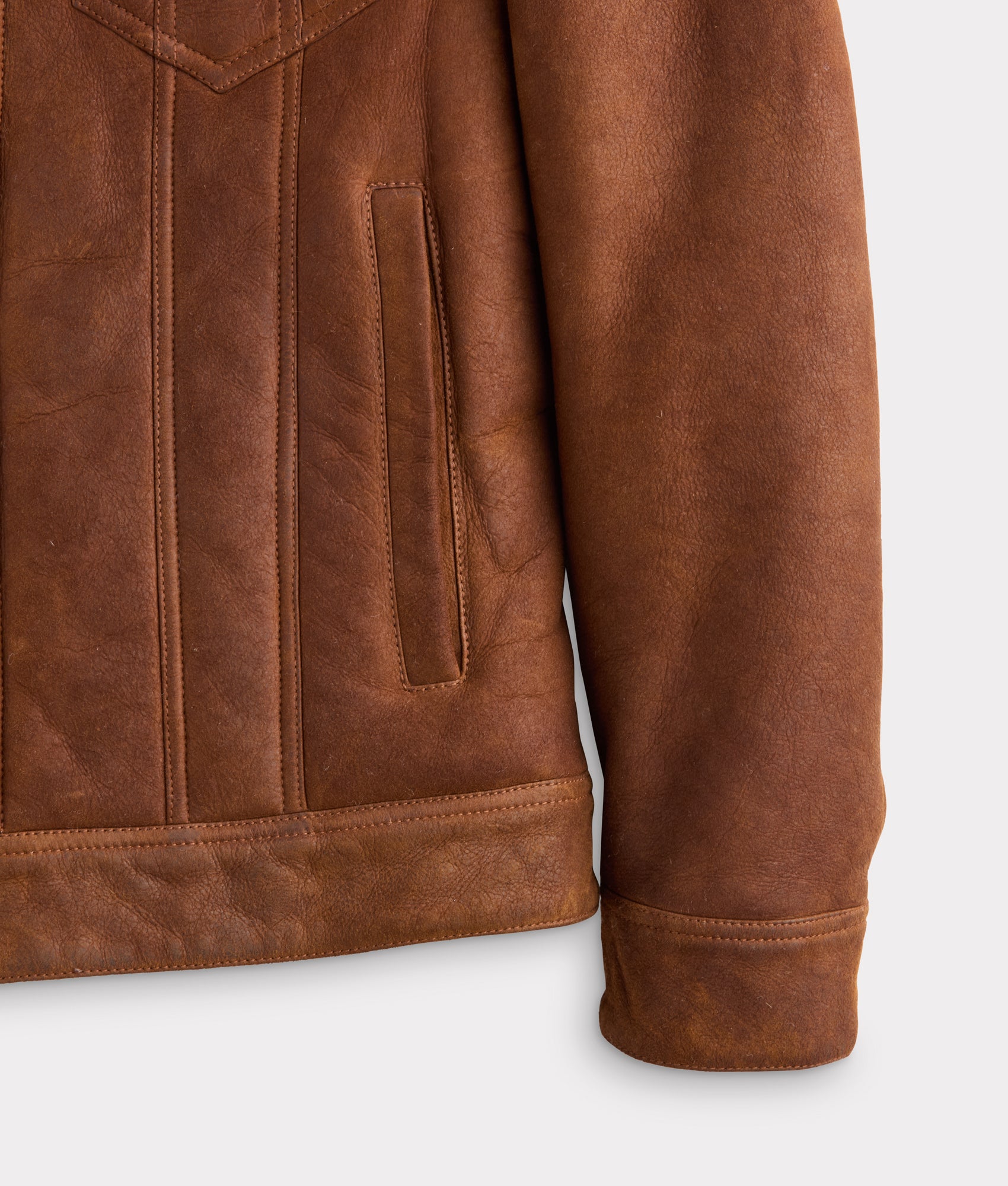 Kyle Shearling Trucker Jacket :: Cognac - Image 4