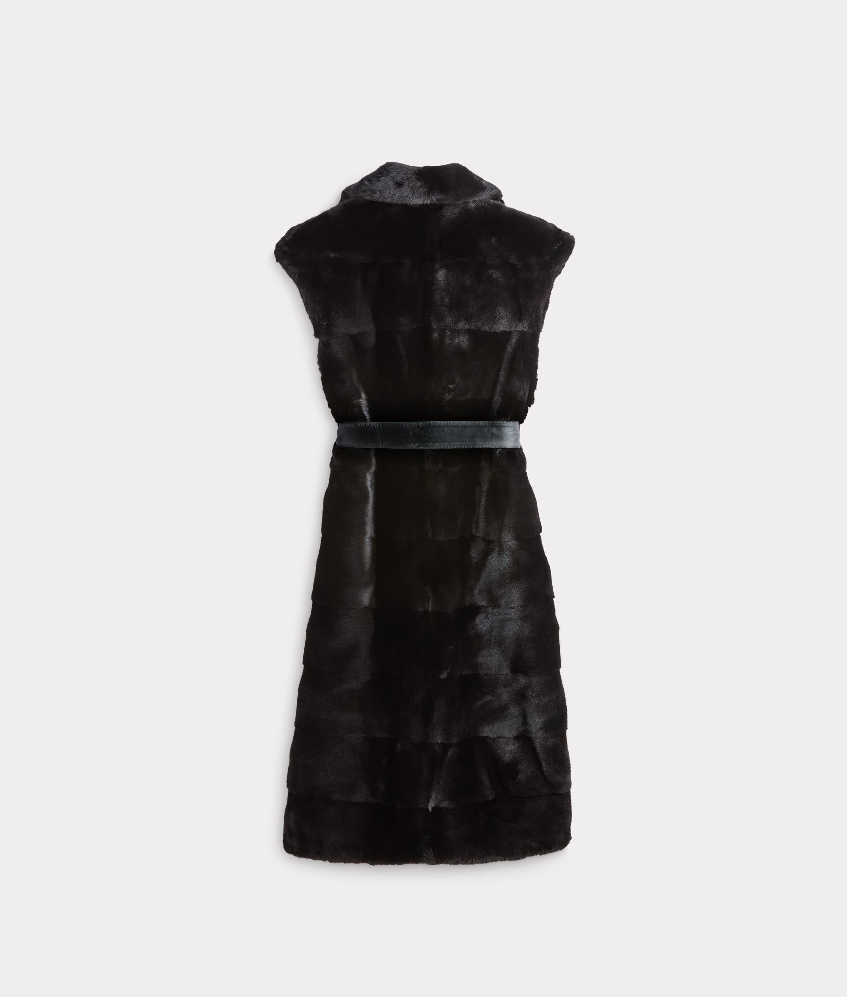 Andrea Sleeveless Fur Coat :: Black - Image 2