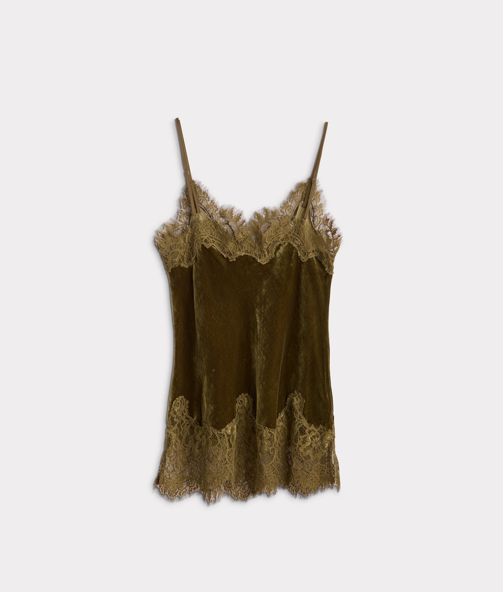 Darlene Velvet Lace Cami :: Olive - Image 3