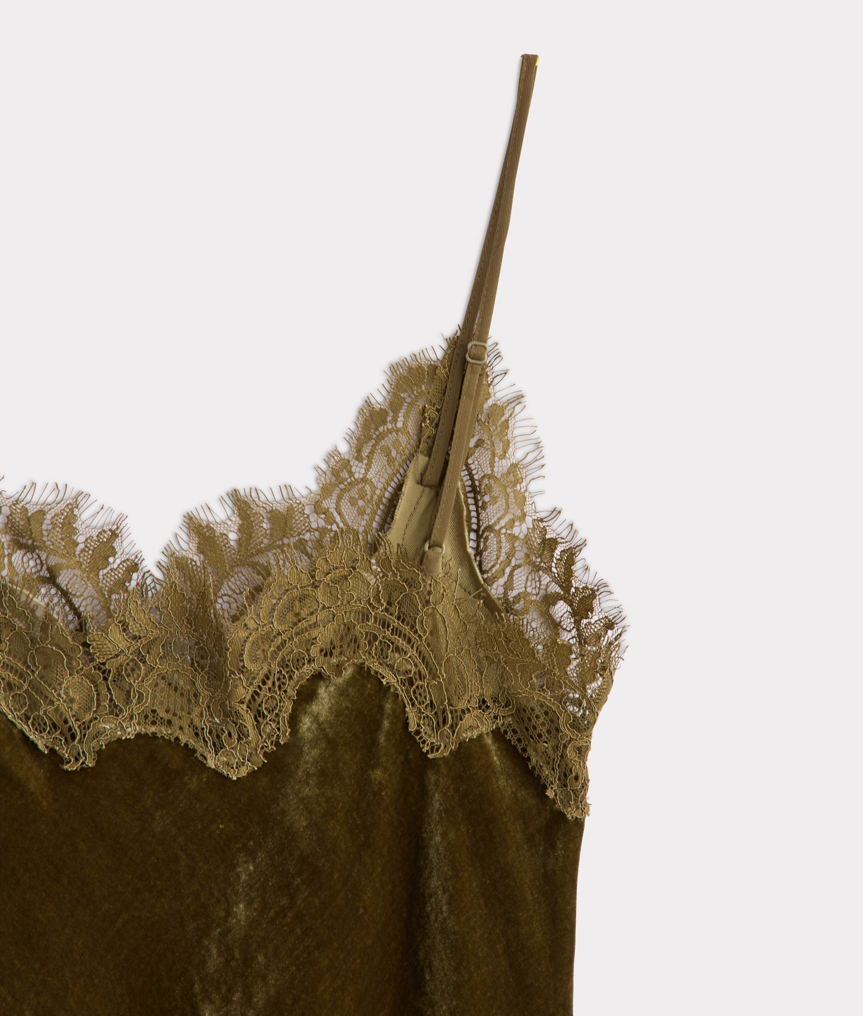 Darlene Velvet Lace Cami :: Olive - Image 4