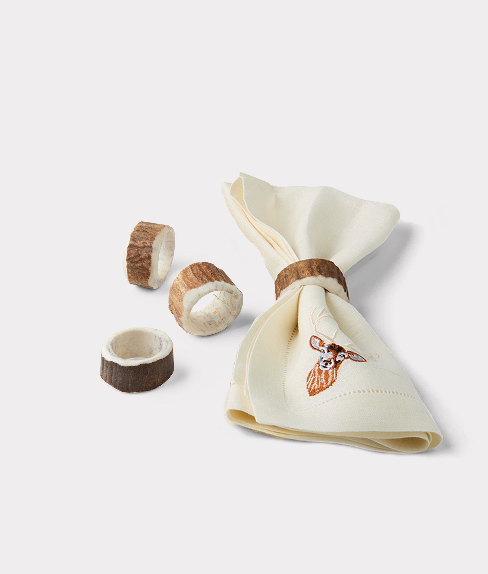 Stag Horn Napkin Rings - Set Of 2 :: Natural