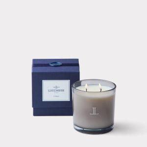 Double Wick Cypress Scented Candle :: White