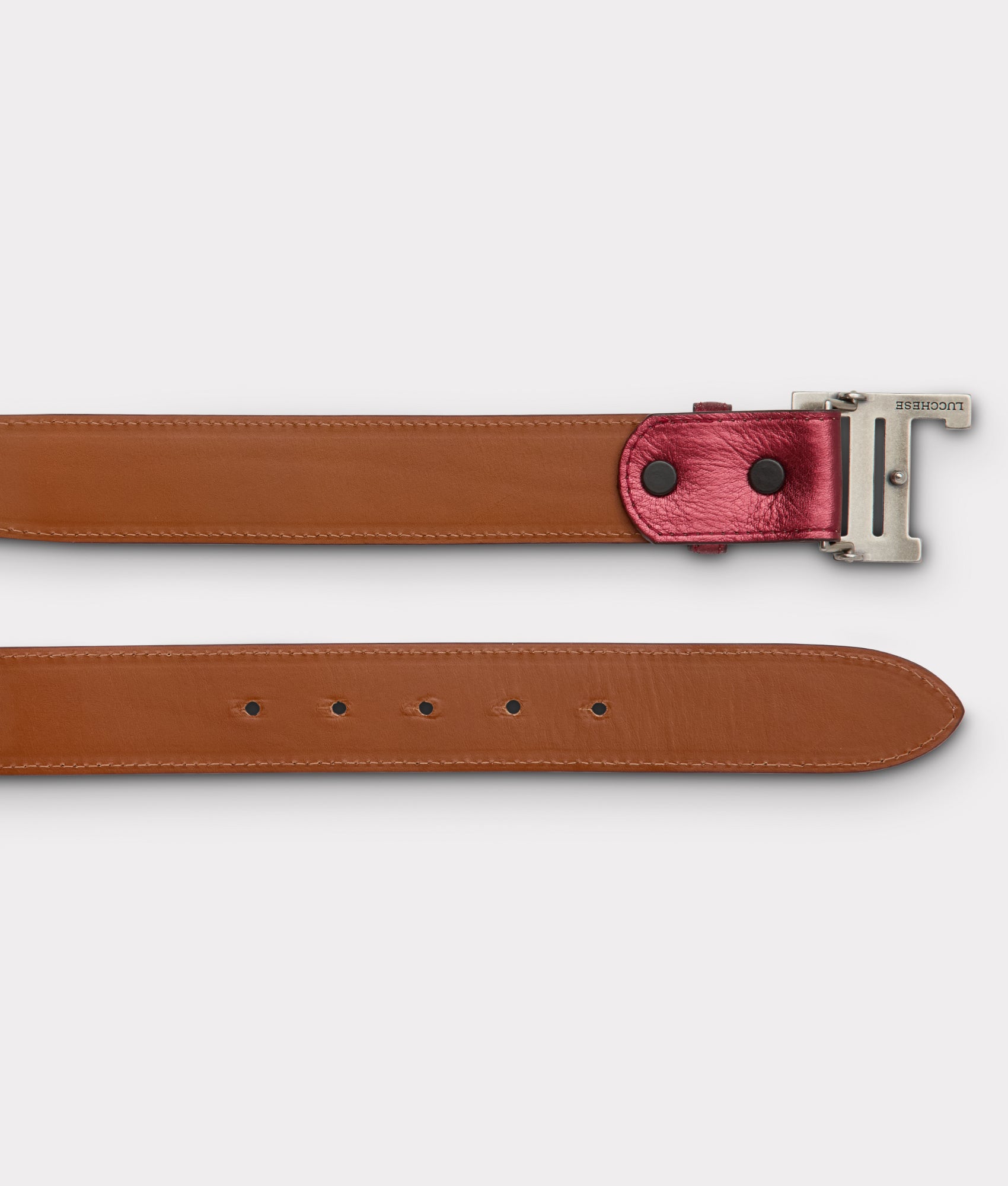 Women's Mirrored L Belt :: Wine - Image 4