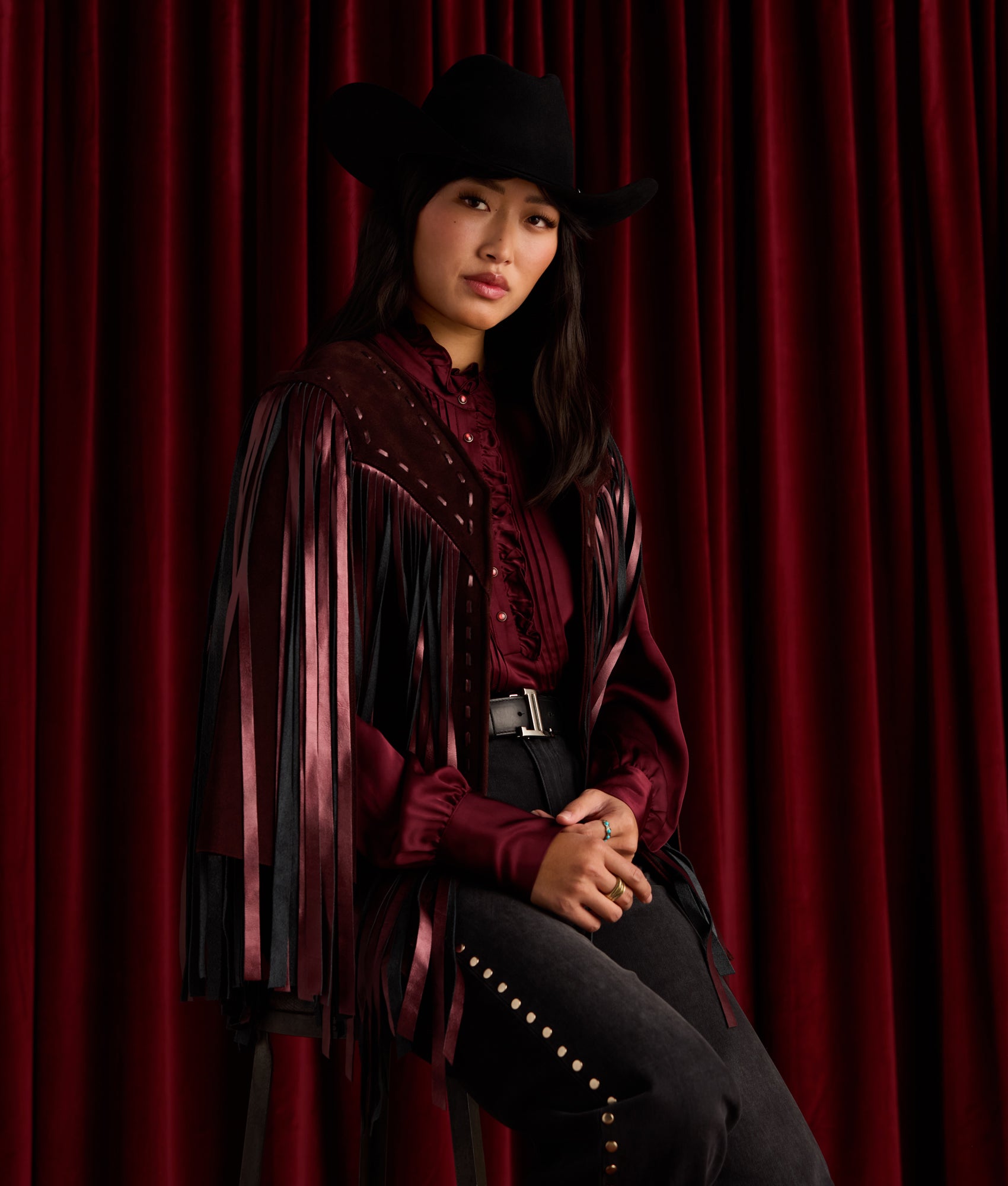 Lourdes Blouse :: Black Cherry - Image 2
