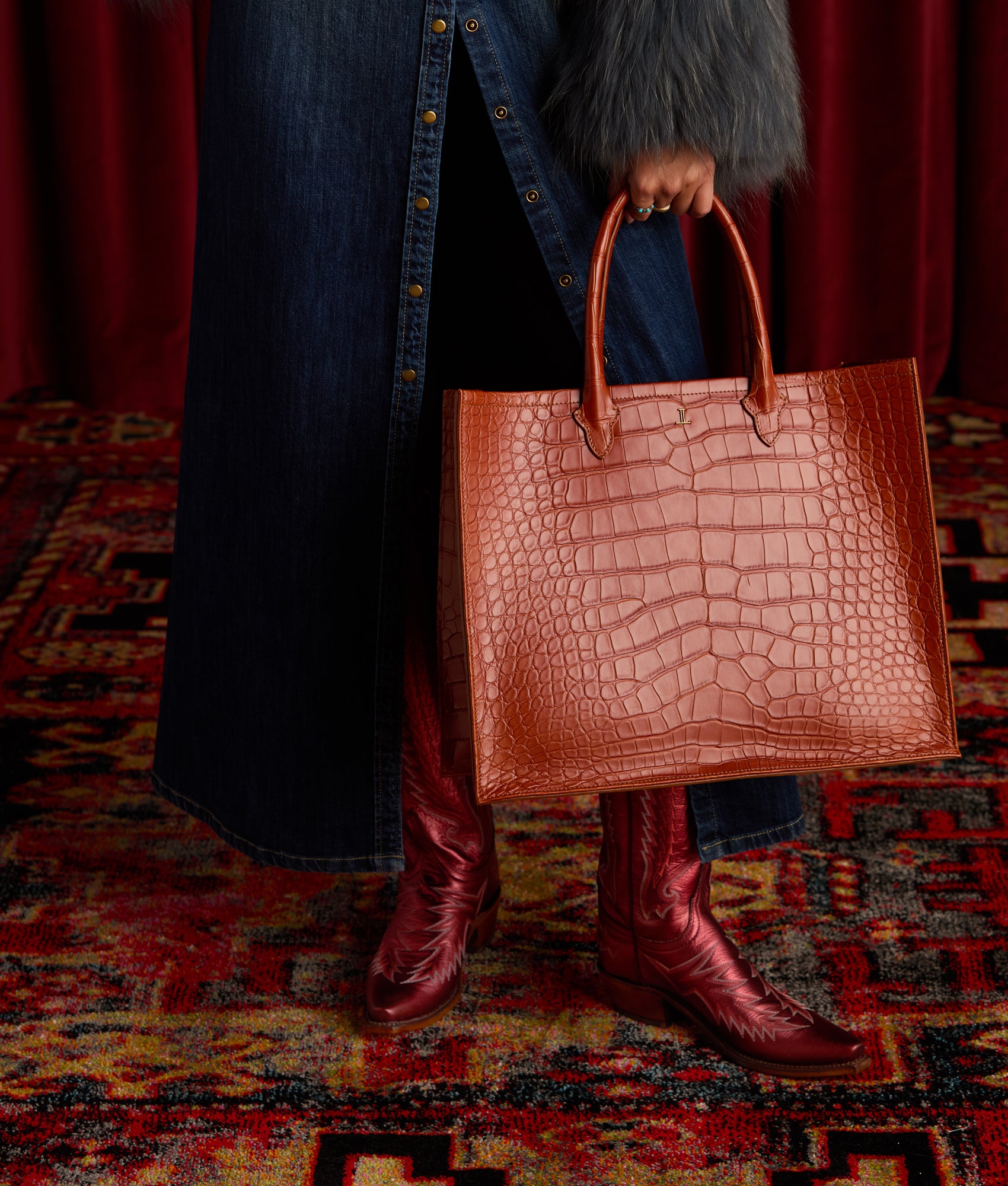 Large Alice Exotic Book Tote :: Honey - Image 2