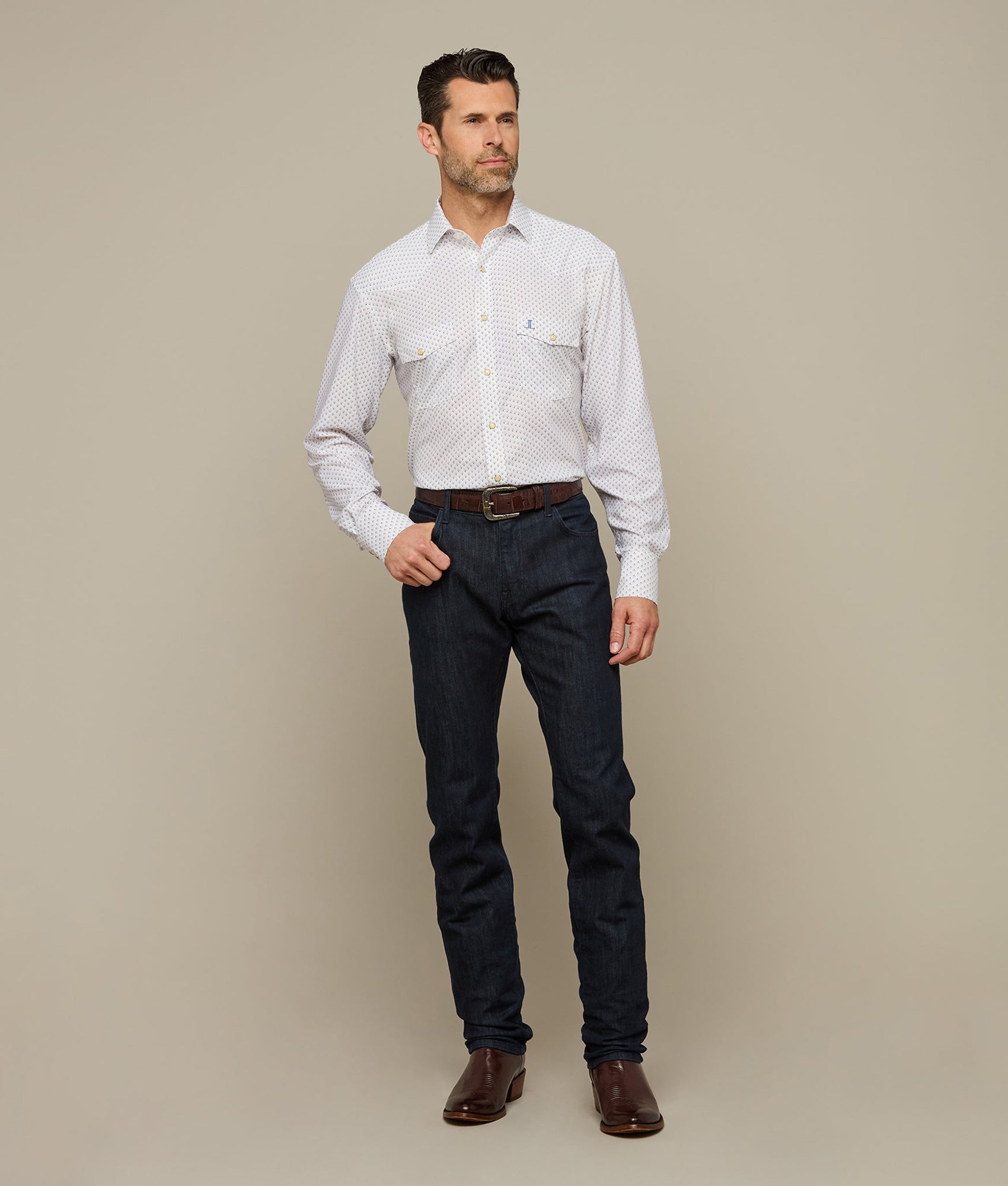 El Paso Cowboy Fit :: Blue-White With Navy Diamonds - Image 4