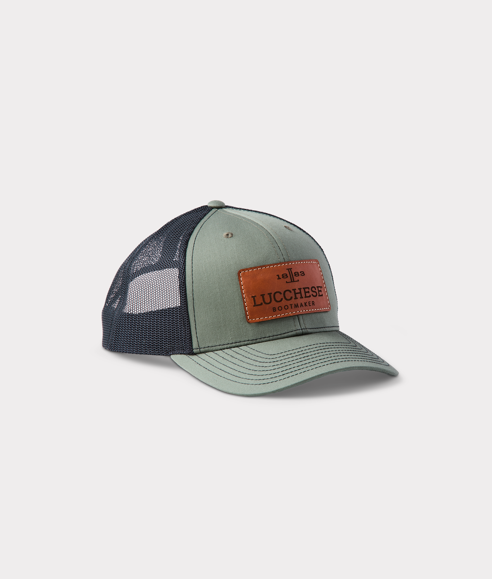 Leather Patch Cap :: Loden + Black - Image 5