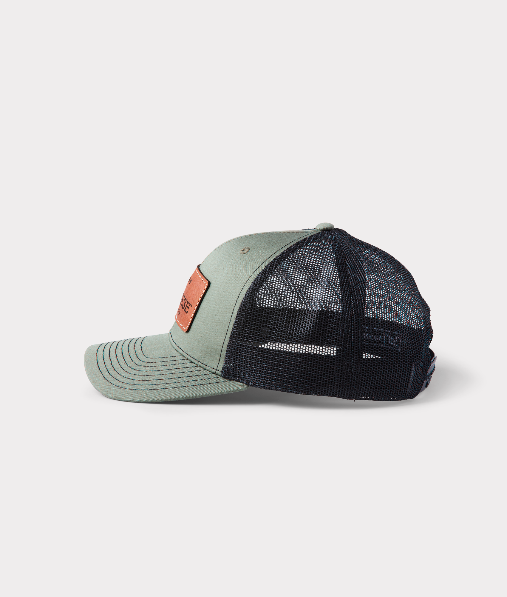 Leather Patch Cap :: Loden + Black - Image 3
