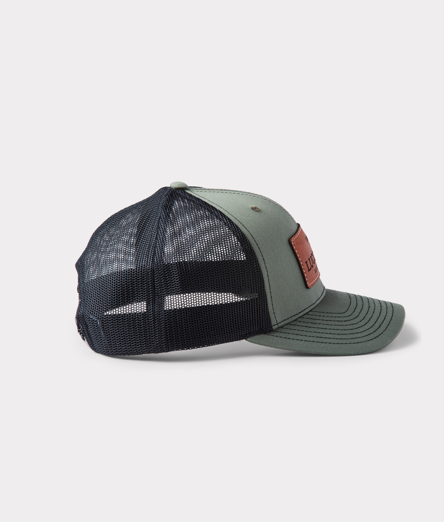 Leather Patch Cap :: Loden + Black - Image 4